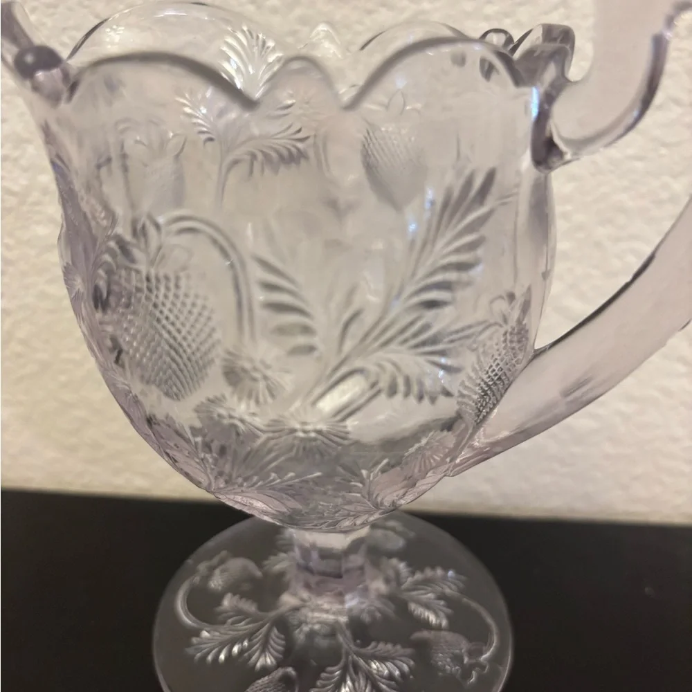 Elegant Glass Creamer with Strawberry Design with a hint of Amethyst color - Picture 2 of 7